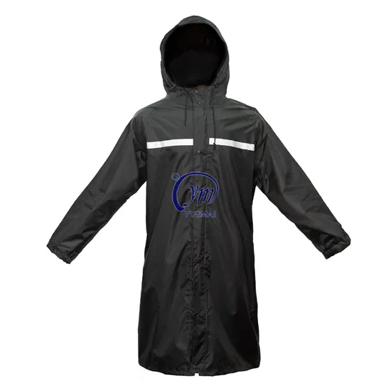 Emergency Safety Waterproof Long Rain Jacket Lightweight Rainwear Reflective with Packable Hood